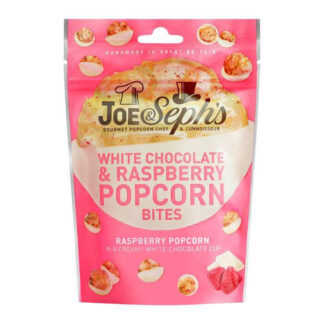 Popcorn med hvid chokolade og hindbær